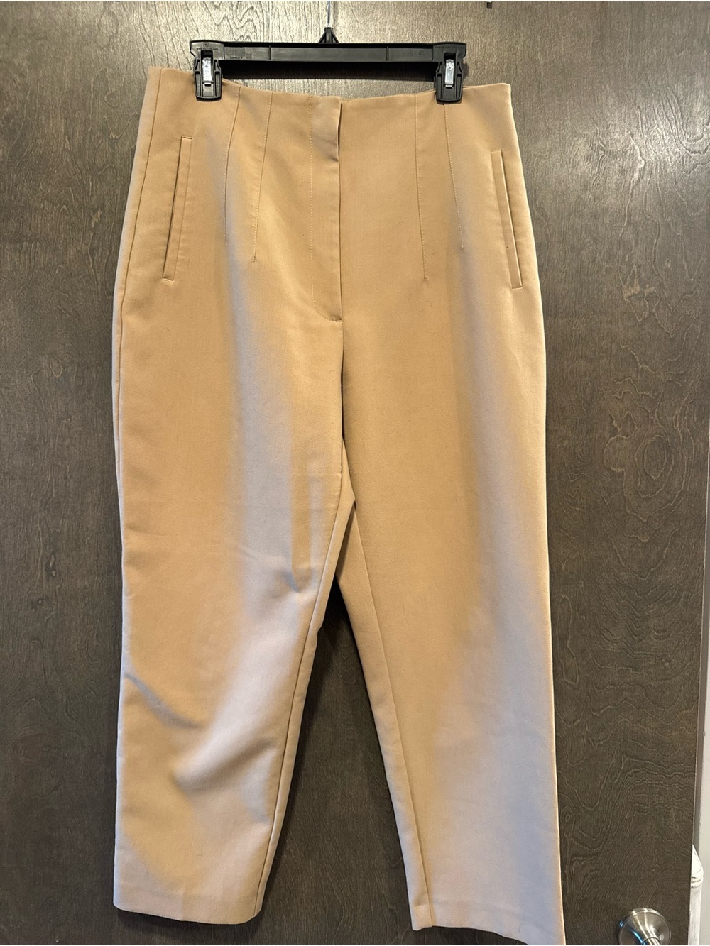 Zara Classic High-Rise Cropped Work Pants - Camel